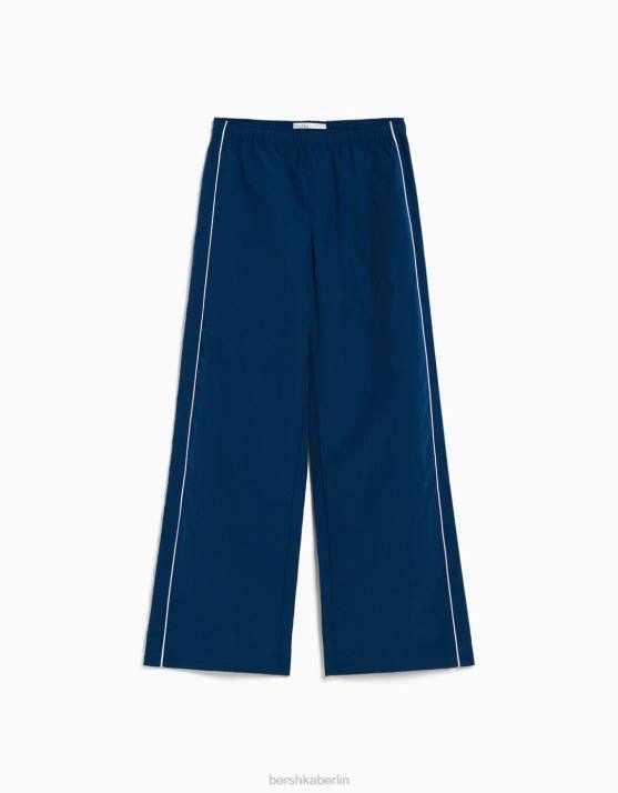 Blau Bershka Frauen Nylonhose mit seitlichen Paspeln H00J1474