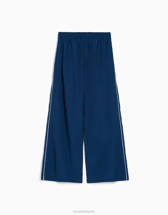Blau Bershka Frauen Nylonhose mit seitlichen Paspeln H00J1474