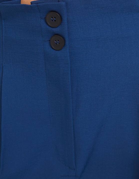 Blau Bershka Frauen Taillierte, rustikale Hose mit weitem Bein H00J1426