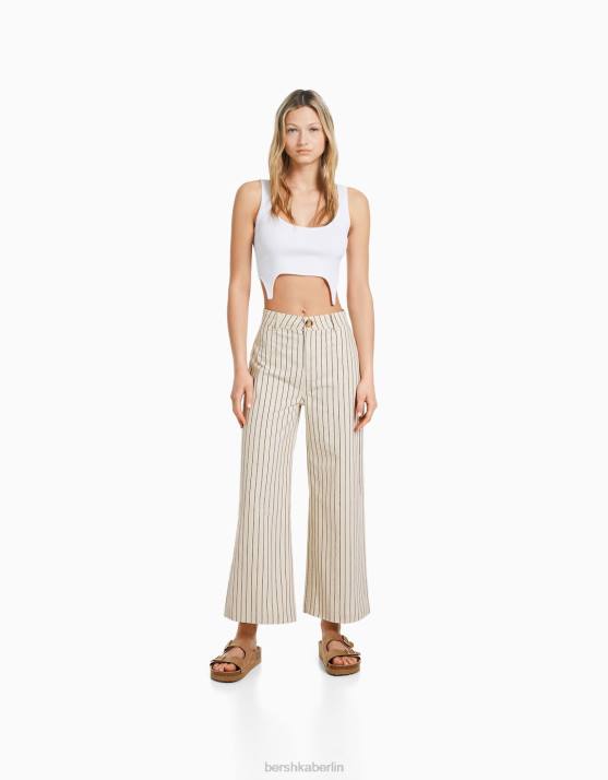 Creme Bershka Frauen Culottes aus Baumwolle H00J1476