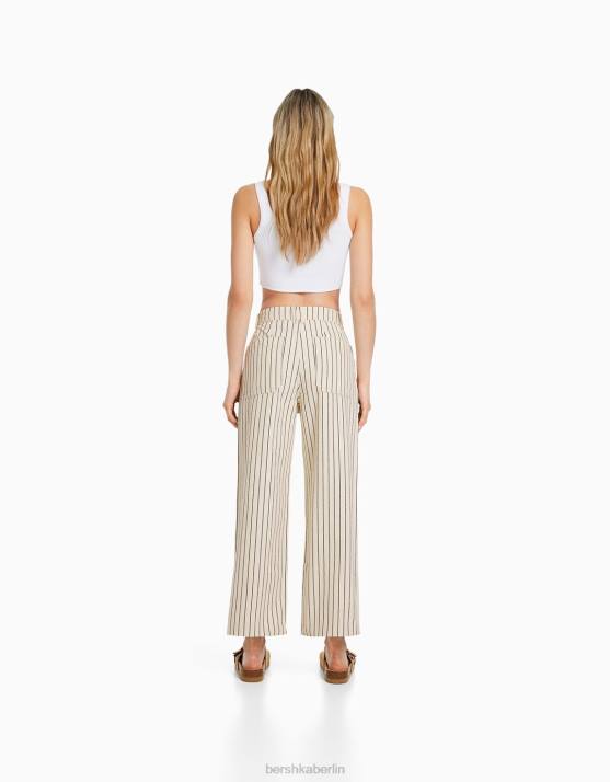 Creme Bershka Frauen Culottes aus Baumwolle H00J1476