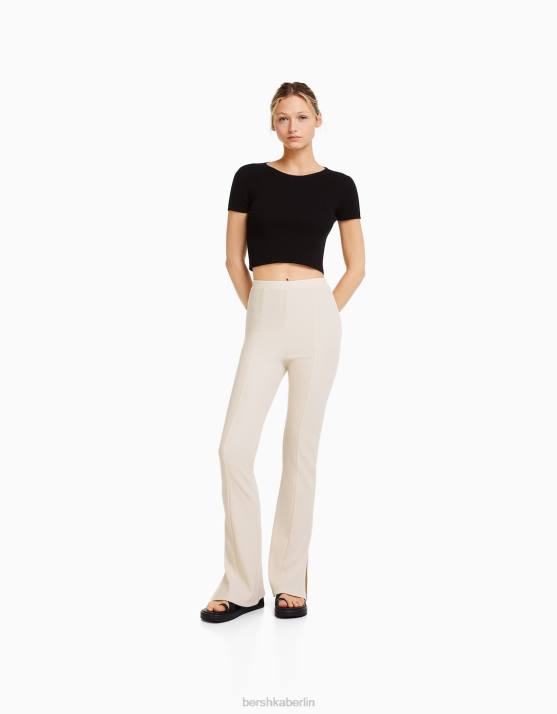Creme Bershka Frauen ausgestellte Ottoman-Hose H00J1481