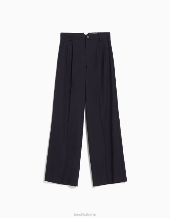 Dunkelblau Bershka Frauen Taillierte Hose im Dad-Fit H00J1433