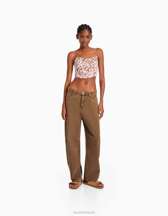 Kamel Bershka Frauen Ballon-Zimmermannshose H00J1889