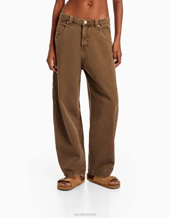 Kamel Bershka Frauen Ballon-Zimmermannshose H00J1889