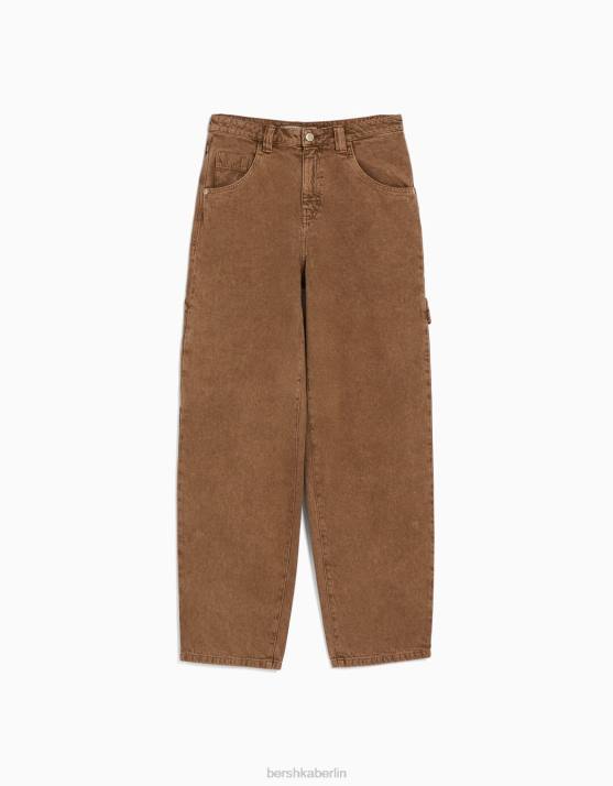 Kamel Bershka Frauen Ballon-Zimmermannshose H00J1890