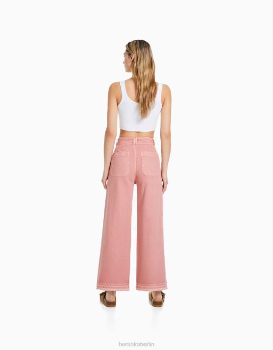 Rosa Bershka Frauen Culottes aus Baumwolle H00J1439