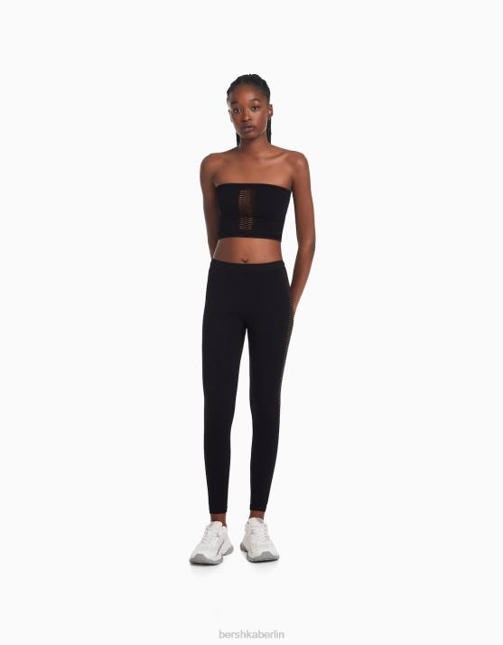 Schwarz Bershka Frauen Nahtlose Leggings mit Cut-Outs H00J1465