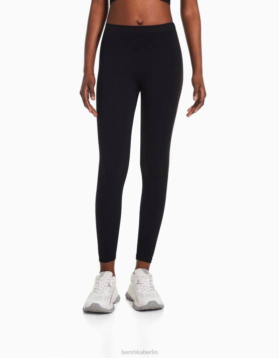 Schwarz Bershka Frauen Nahtlose Leggings mit Cut-Outs H00J1465