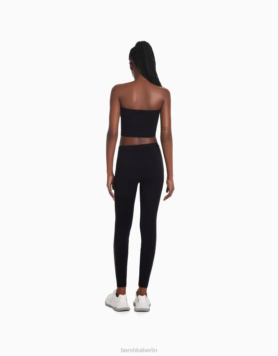 Schwarz Bershka Frauen Nahtlose Leggings mit Cut-Outs H00J1465