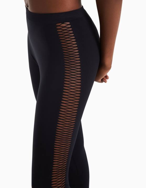 Schwarz Bershka Frauen Nahtlose Leggings mit Cut-Outs H00J1465