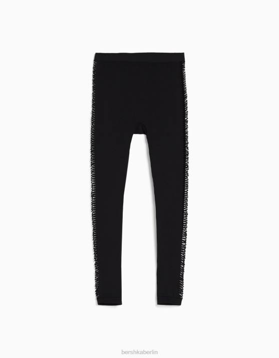 Schwarz Bershka Frauen Nahtlose Leggings mit Cut-Outs H00J1465