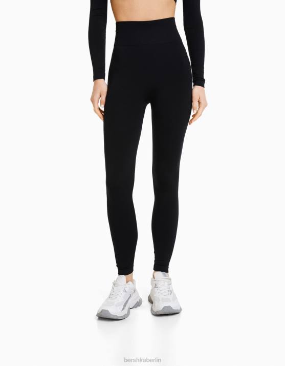 Schwarz Bershka Frauen Nahtlose Push-up-Leggings H00J1458