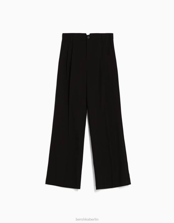 Schwarz Bershka Frauen Taillierte Hose im Dad-Fit H00J1475