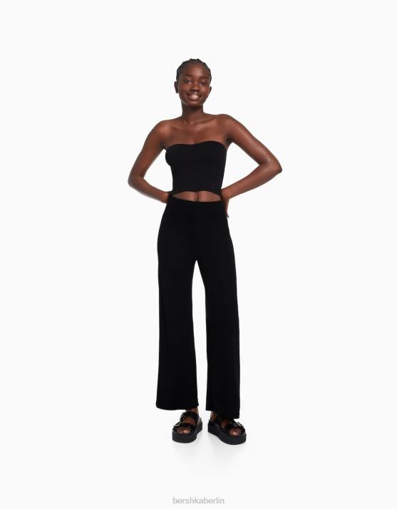 Schwarz Bershka Frauen fließende Culottes H00J1421
