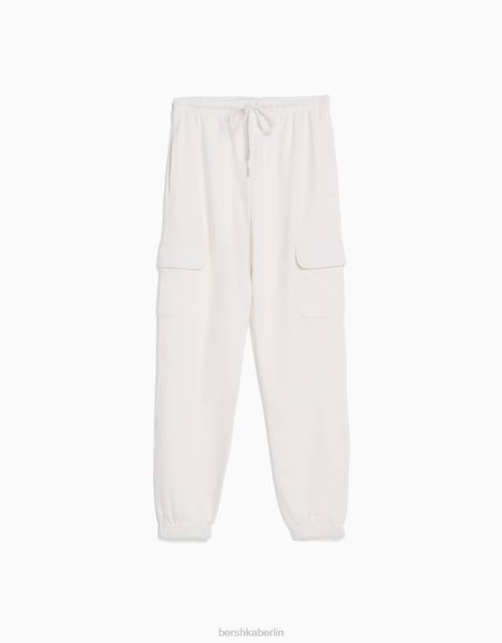 Weiss Bershka Frauen Jogginghose mit Taschen H00J1482