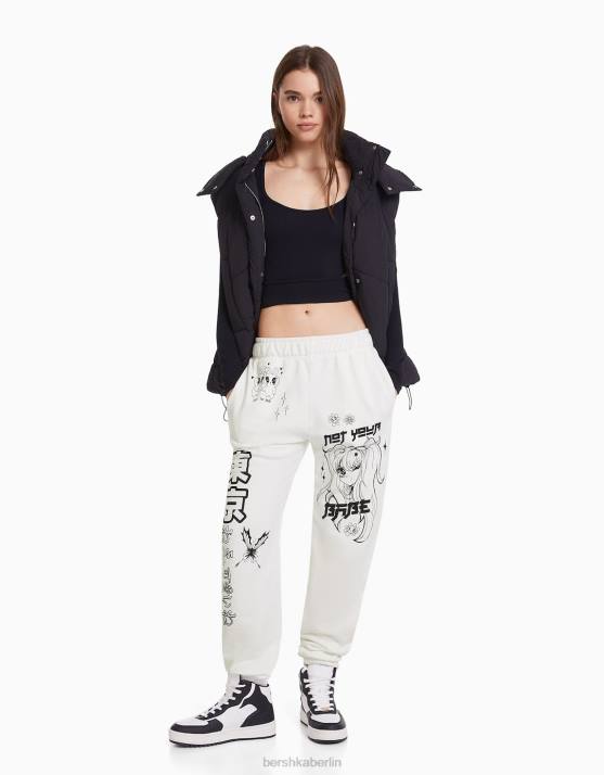 Weiss Bershka Frauen bedruckte Jogginghose H00J1479
