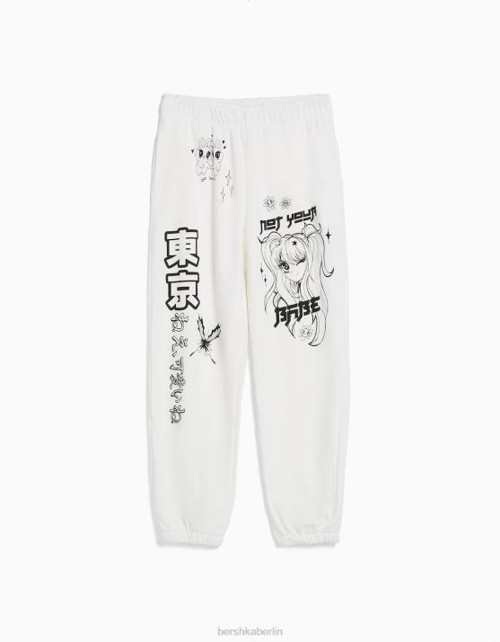 Weiss Bershka Frauen bedruckte Jogginghose H00J1479