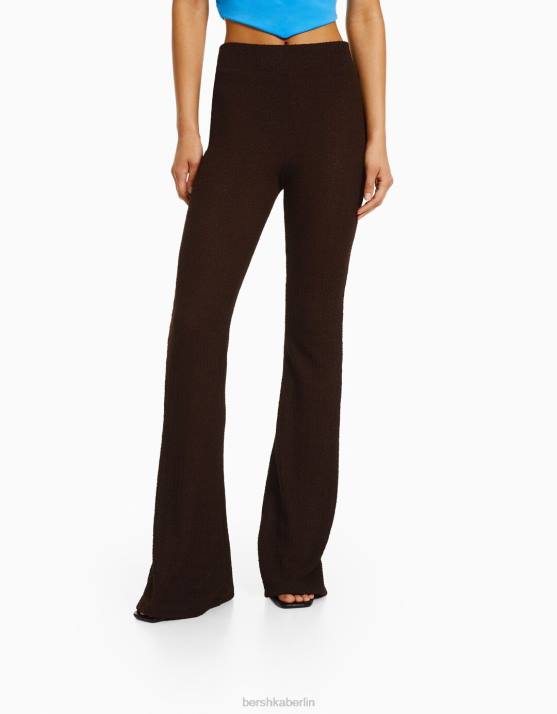 braun Bershka Frauen Strukturierte Schlaghose H00J1444