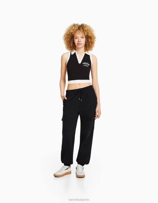 dunkelgrau Bershka Frauen Jogginghose mit Taschen H00J1483
