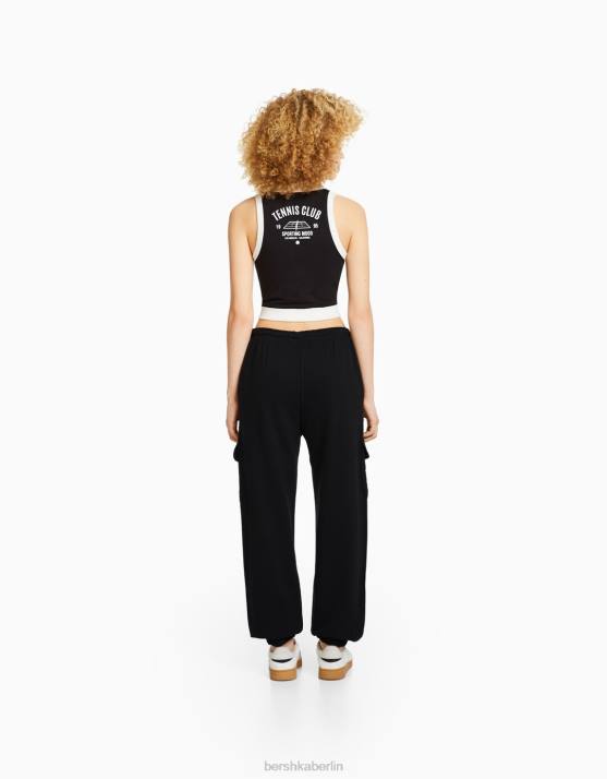 dunkelgrau Bershka Frauen Jogginghose mit Taschen H00J1483