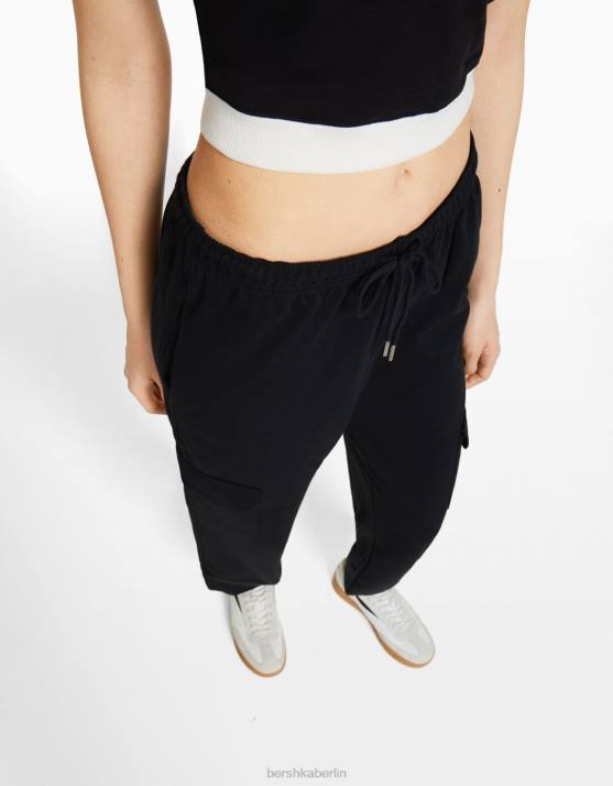 dunkelgrau Bershka Frauen Jogginghose mit Taschen H00J1483