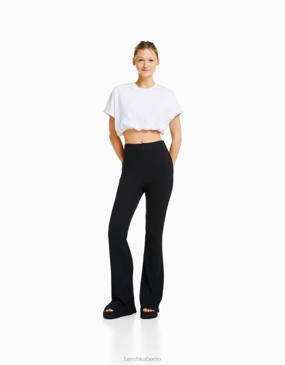 dunkelgrau Bershka Frauen ausgestellte, gerippte Culottes H00J1446