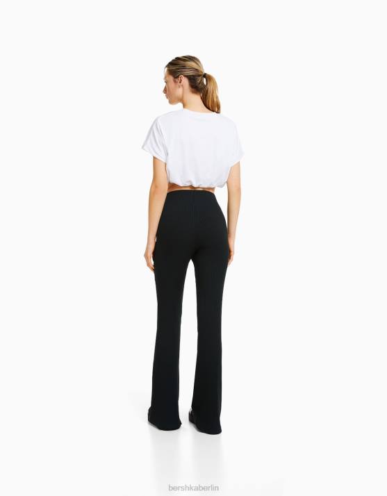 dunkelgrau Bershka Frauen ausgestellte, gerippte Culottes H00J1446