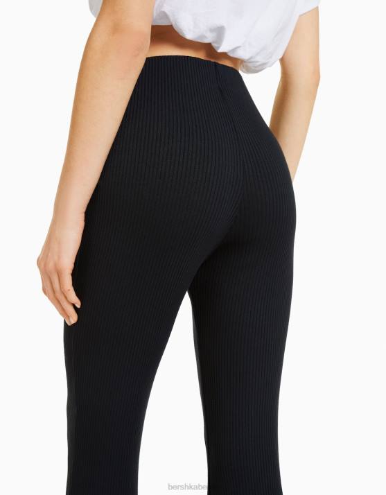 dunkelgrau Bershka Frauen ausgestellte, gerippte Culottes H00J1446