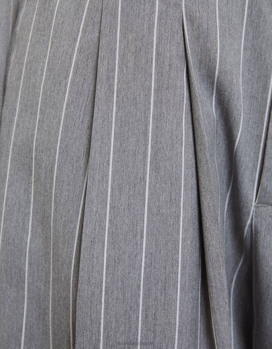 grau Bershka Frauen Locker geschnittene Nadelstreifenhose H00J1416
