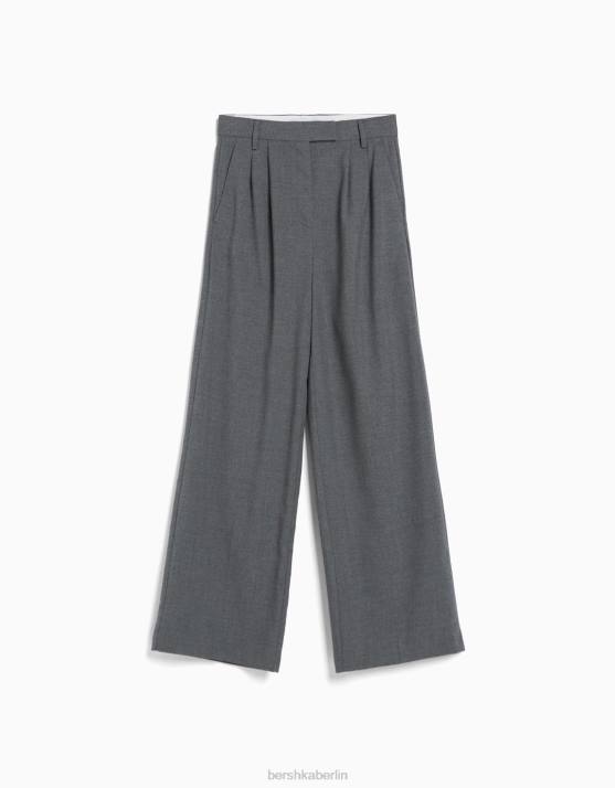 grau Bershka Frauen Taillierte Dad-Fit-Hose mit weitem Bein H00J1424