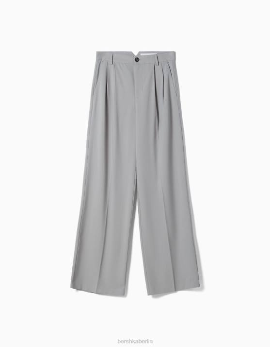 grau Bershka Frauen Taillierte Hose im Dad-Fit H00J1430