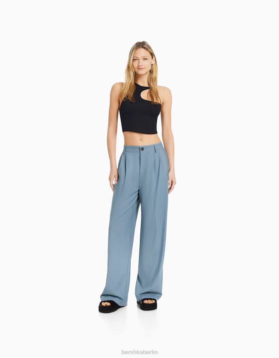 hellblau Bershka Frauen Taillierte Hose im Dad-Fit H00J1432
