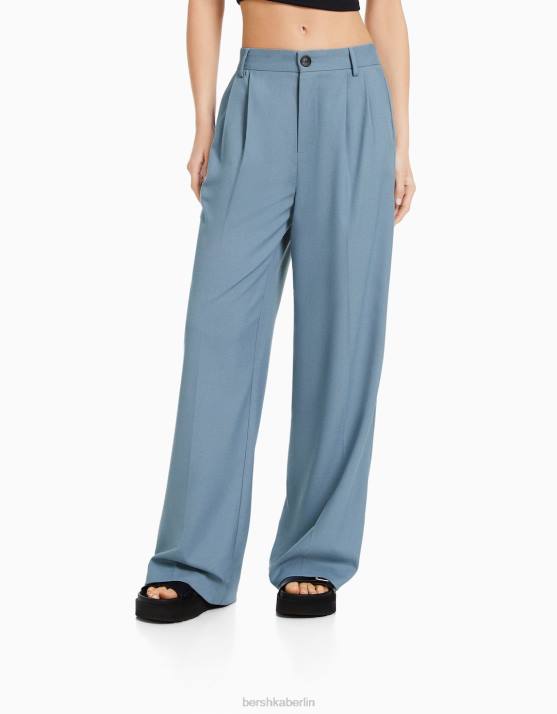 hellblau Bershka Frauen Taillierte Hose im Dad-Fit H00J1432