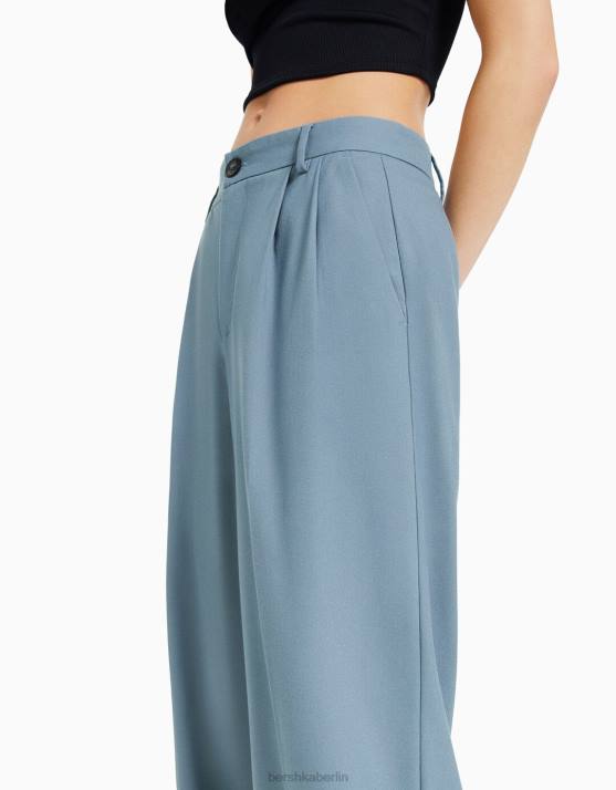 hellblau Bershka Frauen Taillierte Hose im Dad-Fit H00J1432