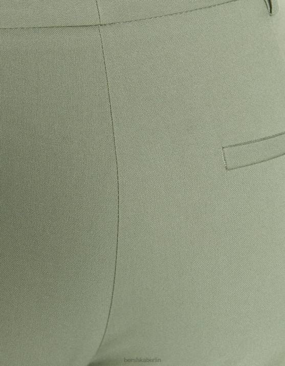 khaki Bershka Frauen Taillierte Hose im Dad-Fit H00J1431