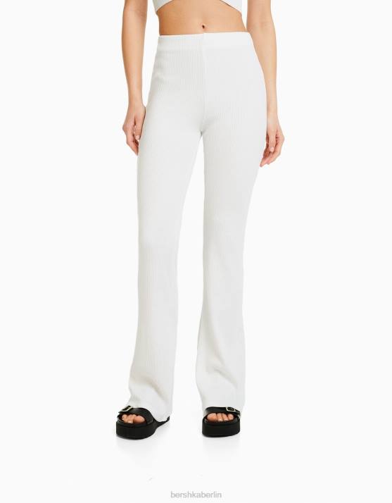 nicht-gerade weiss Bershka Frauen ausgestellte, gerippte Culottes H00J1445