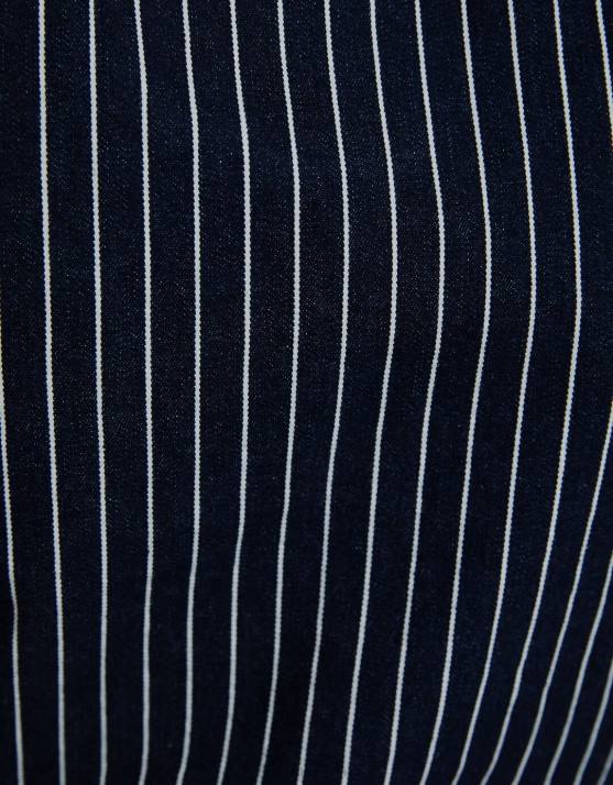 Blau Bershka Frauen Lockere, gerade geschnittene Nadelstreifenjeans H00J1536