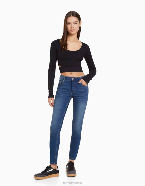 Blau Bershka Frauen Push-up-Röhrenjeans H00J1562