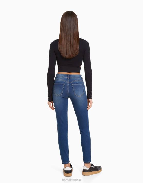 Blau Bershka Frauen Push-up-Röhrenjeans H00J1562