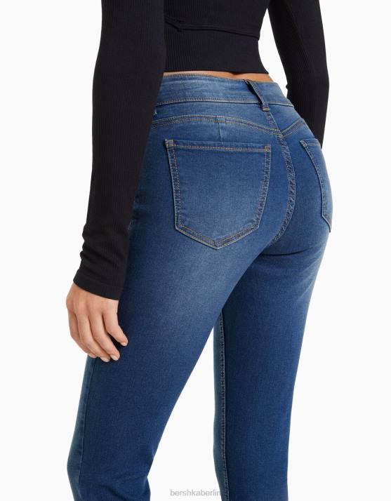 Blau Bershka Frauen Push-up-Röhrenjeans H00J1562