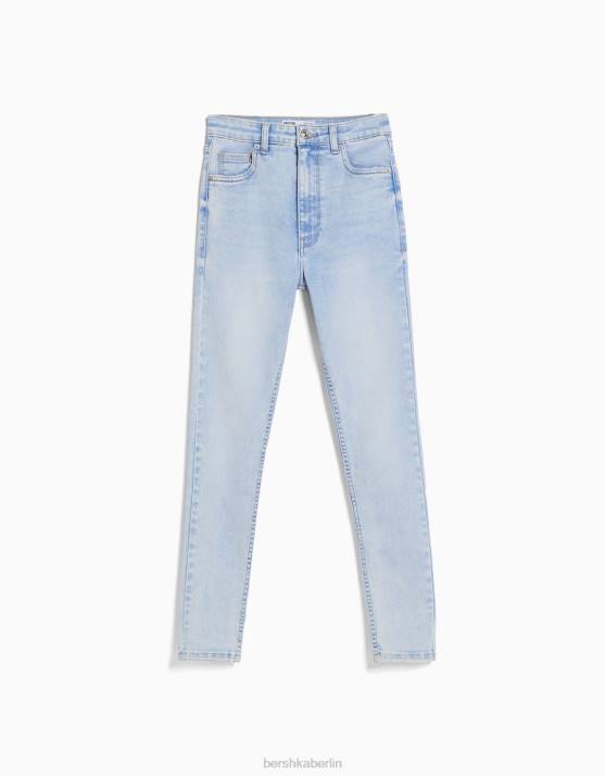 Blau Bershka Frauen Röhrenjeans mit hohem Bund H00J1555