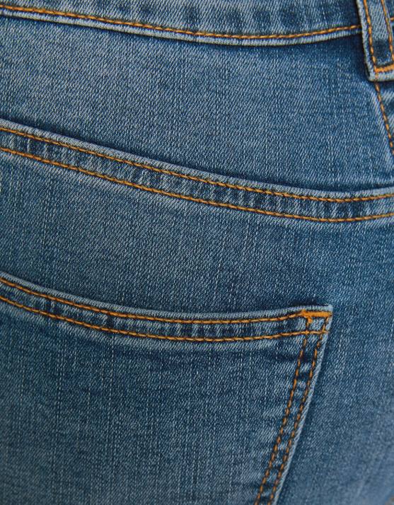 Blau Bershka Frauen Röhrenjeans mit hohem Bund H00J1601