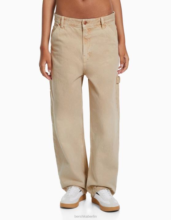 Kamel Bershka Frauen Baggy-Carpenter-Jeans H00J1595