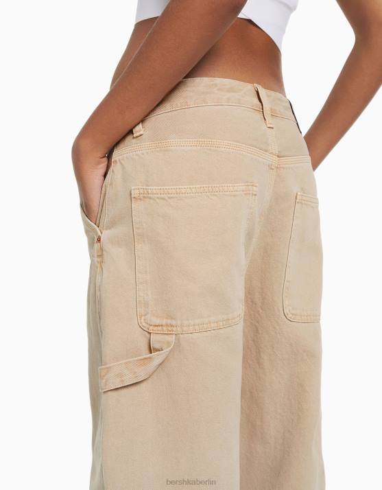 Kamel Bershka Frauen Baggy-Carpenter-Jeans H00J1595