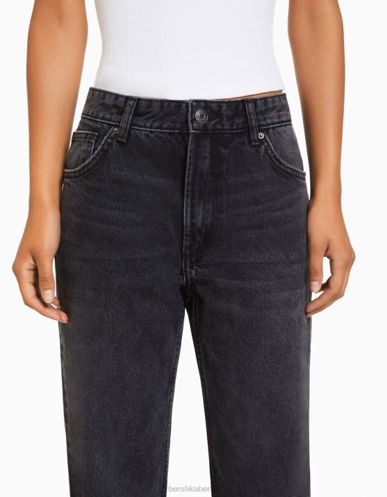 Schwarz Bershka Frauen Gerade geschnittene Jeans H00J1497