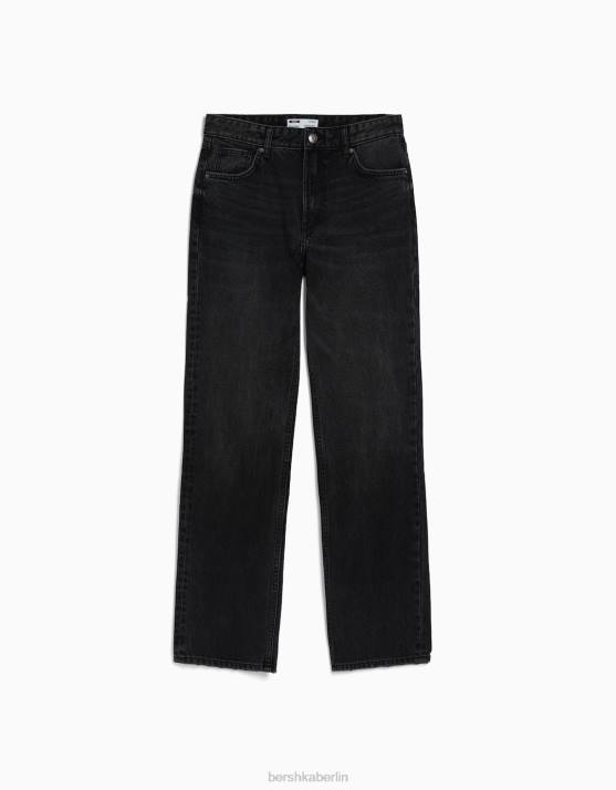 Schwarz Bershka Frauen Gerade geschnittene Jeans H00J1497
