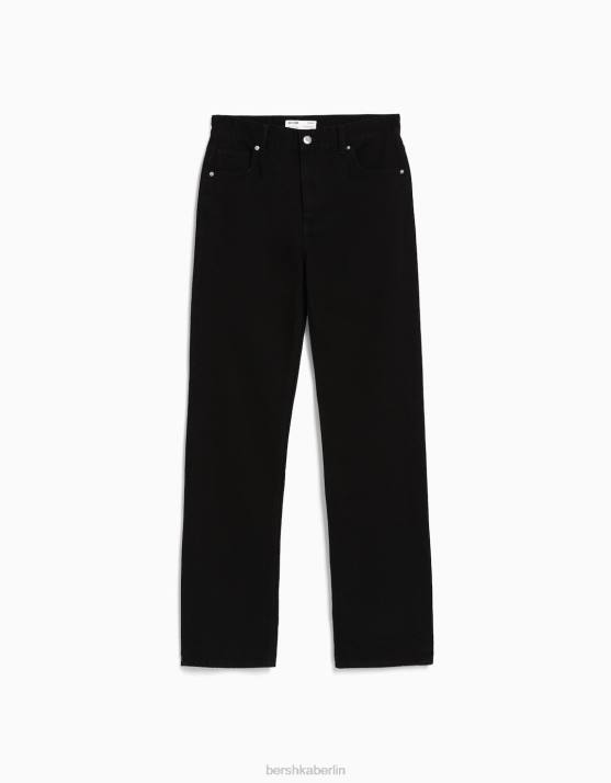 Schwarz Bershka Frauen Gerade geschnittene Jeans H00J1524