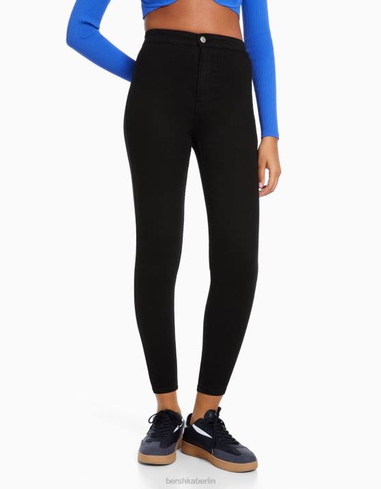Schwarz Bershka Frauen Jeans-Leggings mit superhohem Bund H00J1587