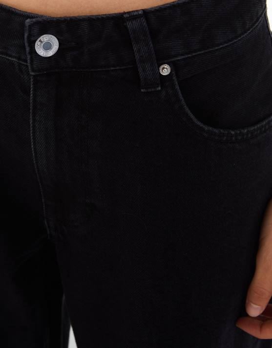 Schwarz Bershka Frauen Jeans mit weitem Bein H00J1486